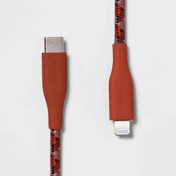New Red/Black Heyday 6ft. Braided Lightning Charger Cable USB-C DC 5V/3A output - Picture 1 of 5